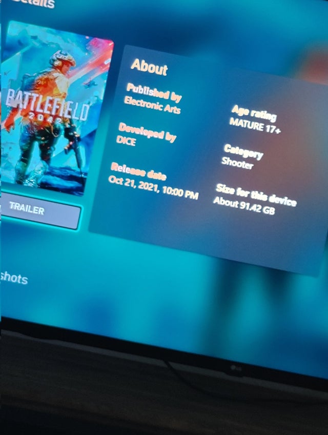 Xbox页面显示：《战地2042》评级17+ B测容量近100GB