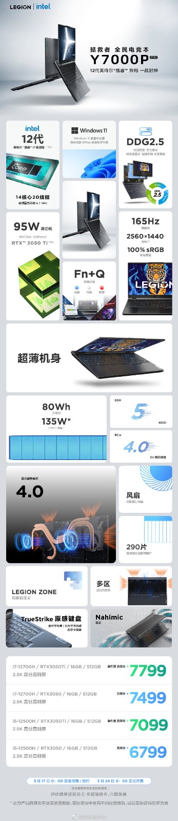 联想Y9000P笔记本新配置上架 3月24日开售